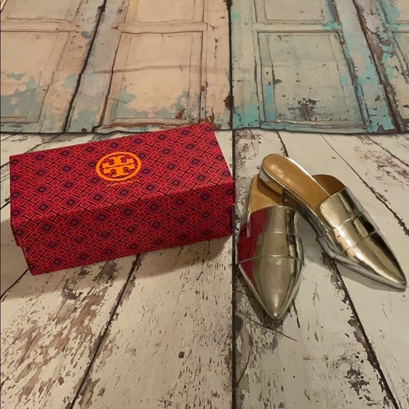 Tory Burch Shoes - Tory Burch Rosalind Metallic Leather Mules, sz 7.5